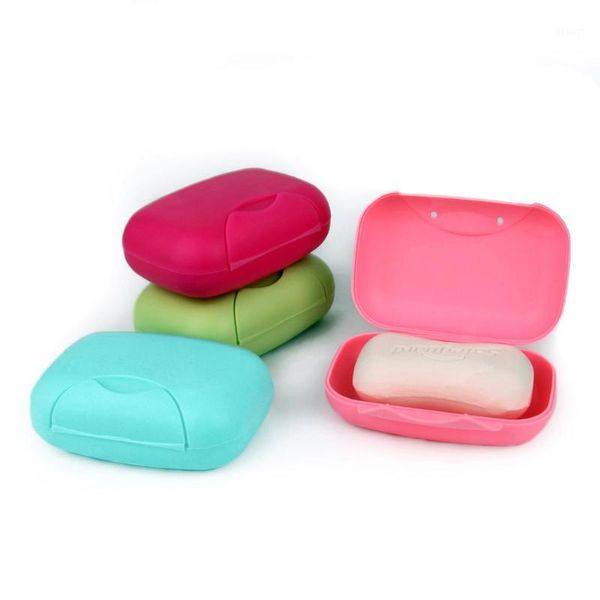 

wholesale- new arrival 4 colors travel handmade soap box soap case dishes waterproof leakproof soap box with lock box cover wholesale1