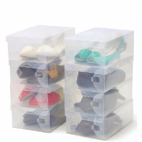 

10pcs children/women/men clear plastic shoes storage box foldable drawer type box for children women men shoes o sqcacu