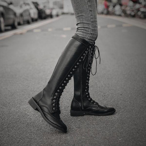 

boots tube widened woman women zapatos de mujer women's winter warm side zip square high heels knee booties, Black