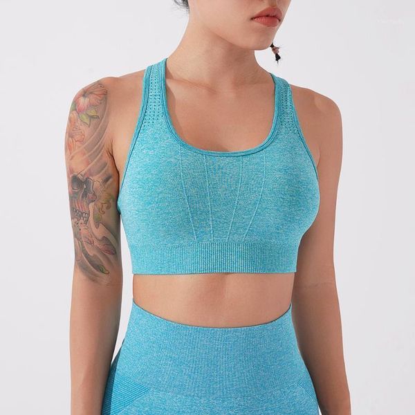 

gym clothing zzslhl seamless sports bra hollow i-back design women fitness running tank padded high impact yoga workout activewear1, White;black