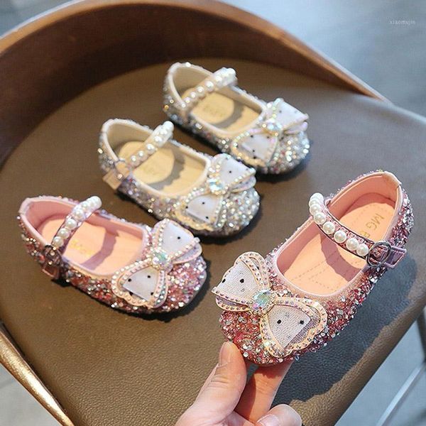 

flat shoes spring girls princess silver pearls mary janes crystal bling bow flower girl wedding party kids child flats1, Black;grey