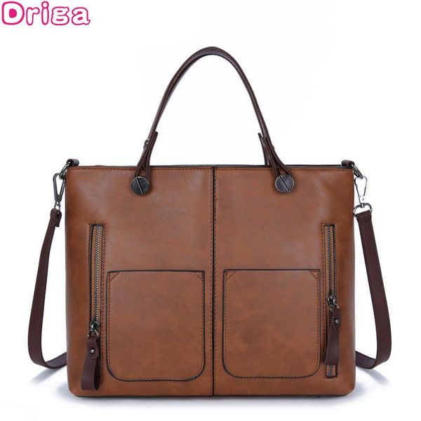 

driga vintage pu leather women shoulder fashion total bag larger size women messenger bag luxury handbags bags designer