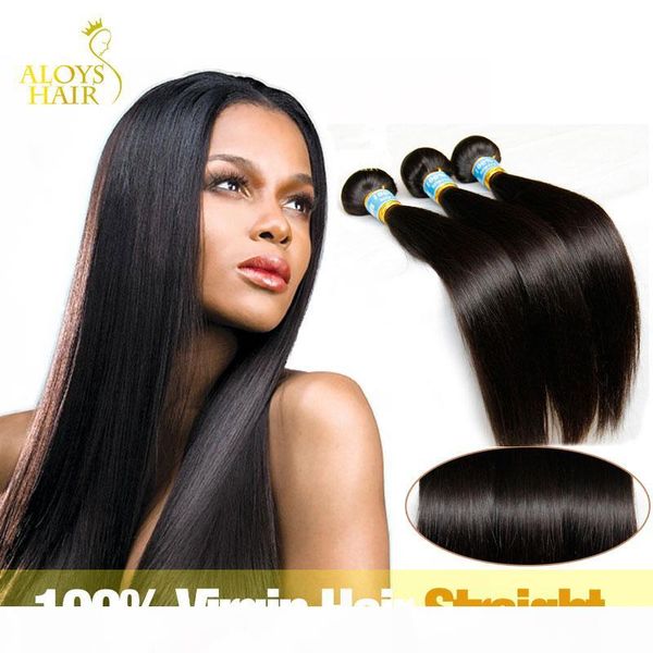 

brazilian peruvian indian malaysian cambodian virgin straight hair weave bundles 100% natural remy human hair extensions dyeable tangle free, Black