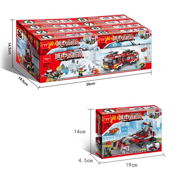 

8 in 1 block toys fire series modular fire truck fire and rescue squad 2020 selling wholesale and retail