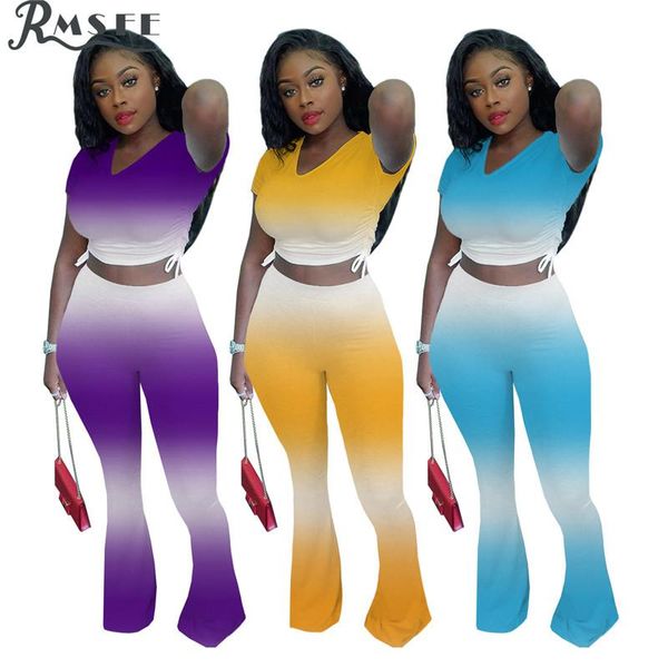 

women's tracksuits rmsfe 2021 special gradientÂ ramp fashion women set office lady elastic waist 2 piece full sleeve pant sets, Gray