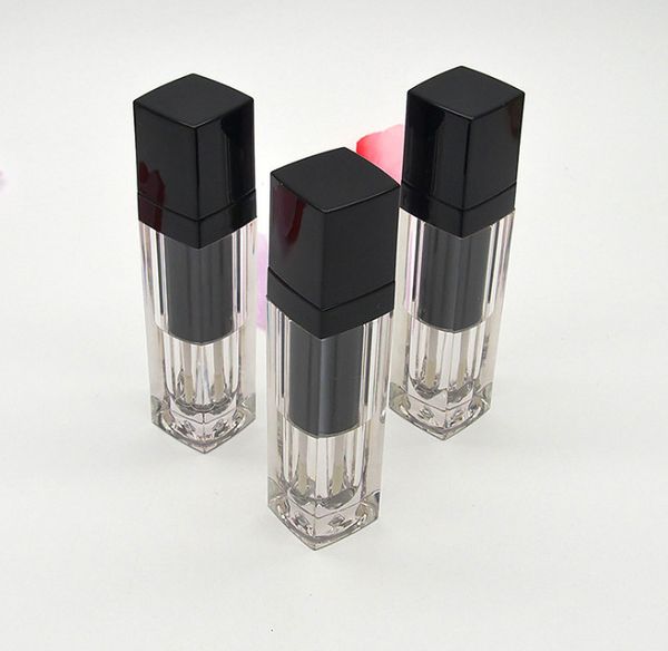 

6ml square clear lip gloss tube lip glaze bottle black lid empty lipgloss container