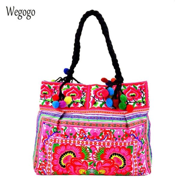 

national women handbags handmae double side floral embroidered bags lady large shoulder bag big shopping travel bag
