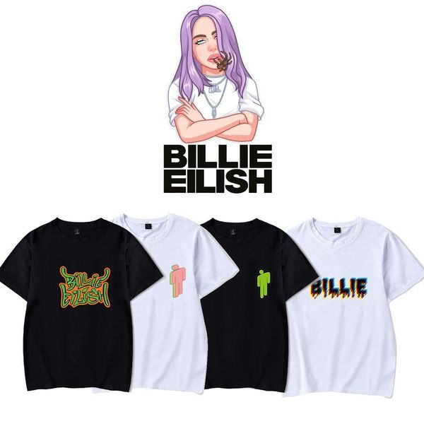 

billie eilish short-sleeved men and women couples loose t-shirt, White;black