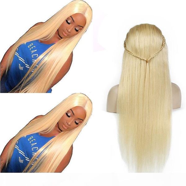 

straight 613# glueless full lace wigs virgin human hair wigs with baby hair brazilian honey blonde lace front wigs for black women, Black;brown