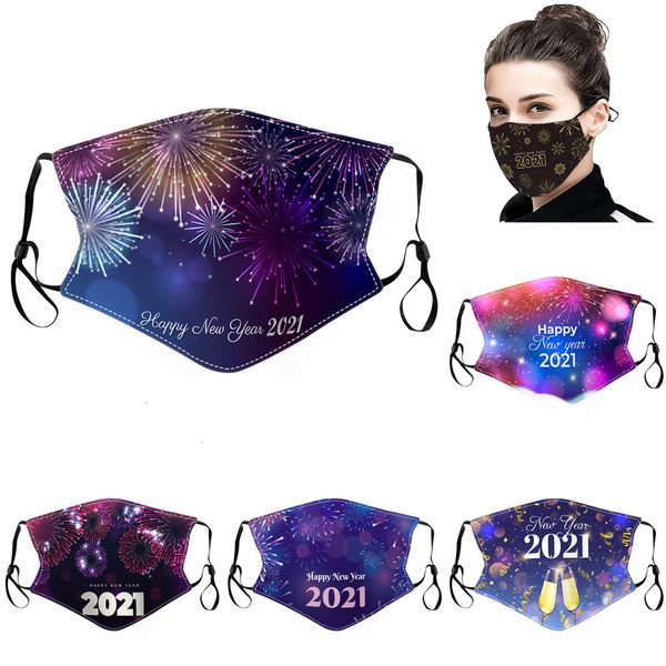 

umu0ku designer new yesars fashion face mask print colorful firworks 2021 cheers man woman masks dust pm2.5 adjus n