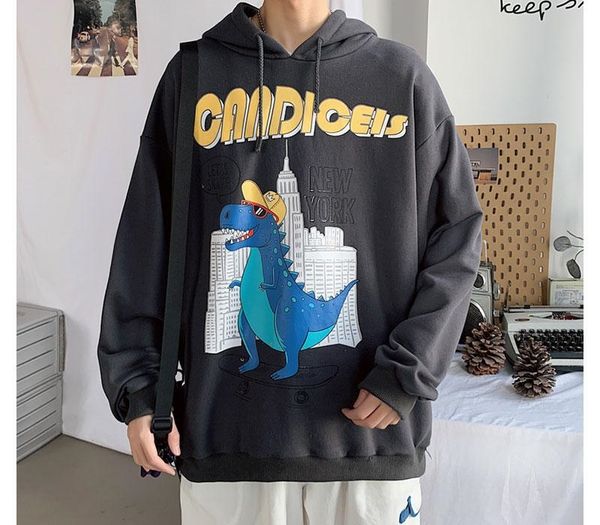 

dropshipping streetwear mens hoodies men oversized sport sweatshirt spring 2020 hooded letter cartoon print pullover, Black