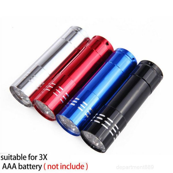 

a-portable 9 cree flashlight hiking torchlight aluminium alloy money detecting led uv lamp light with box