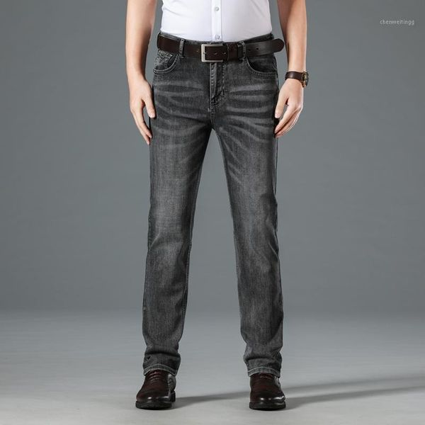 

2020 new brand men's slim jeans fashion stretch retro old jeans male denim trousers pants grey1, Blue