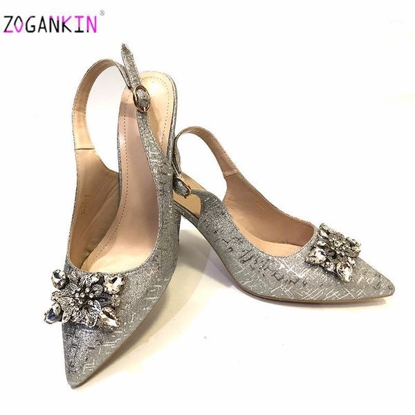 

new arrival silver color women nigerian wedding shoes elegant african women sandals with stone high heels pumps for party1, Black