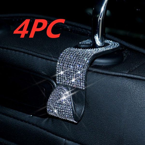 

4pc car headrest hook colorful rhinestones multifunctional car back seat hooks organizer for handbags headrest hanger c07