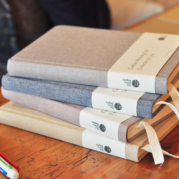

our-story-begins cotton times series a5 blank inner page original notebook hardcover notepad 1pcs, Purple;pink
