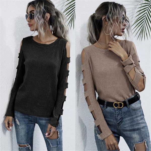 

la cisne 2021 new inner strapless tight-fitting sweater women fall/winter hollow long-sleeved sweater women, White;black