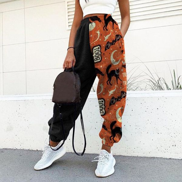 

women casual print bouquet foot sweatpants women high waist jogger pant female gym sweat pants fashion streetwear korean trouser, Black;white