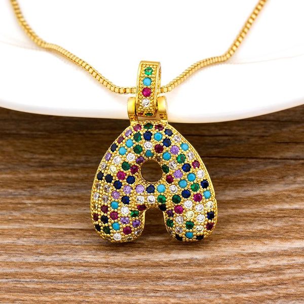 

luxury a-z 26 letters cz zirconia pendant necklace for women cute rainbow initials name necklace fashion party wedding jewelry, Silver