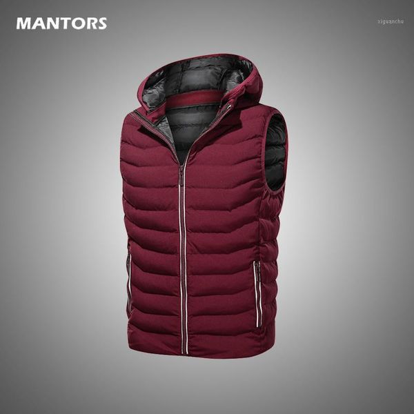

winter men down vest ultralight sleeveless vest jacket fashion hooded men waistcoat autumn winter solid color loose coat 20201, Black;white