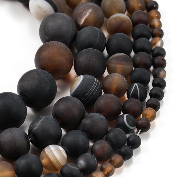 

1strand lot 4 6 8 10 12mm matte coffe strips agates beads stone round loose bead for bracelet jewelry makings supplies wholesale h jllnpl