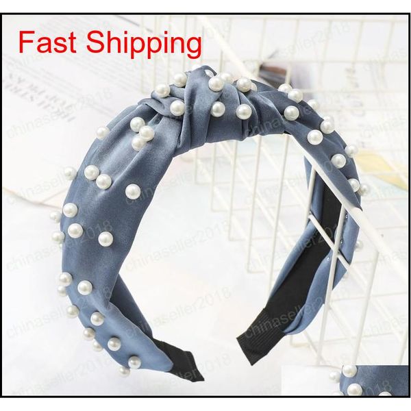 

fashion knot turban headband elastic hairband pearl hair accessories girls no slip stay knotted head ba jllufy bdegarden, Silver