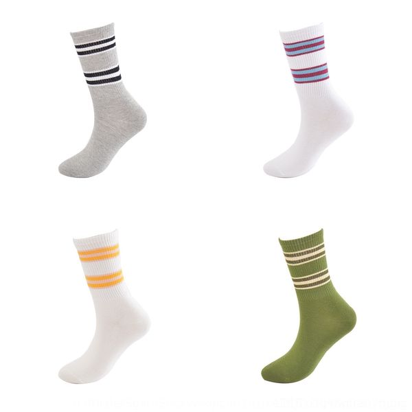 

ivxc5 осенью и зимой носков стиль среднего хлопка мужской сплошного цвета горизонтальной полоса средней трубки новые удобная универсальным м, Black