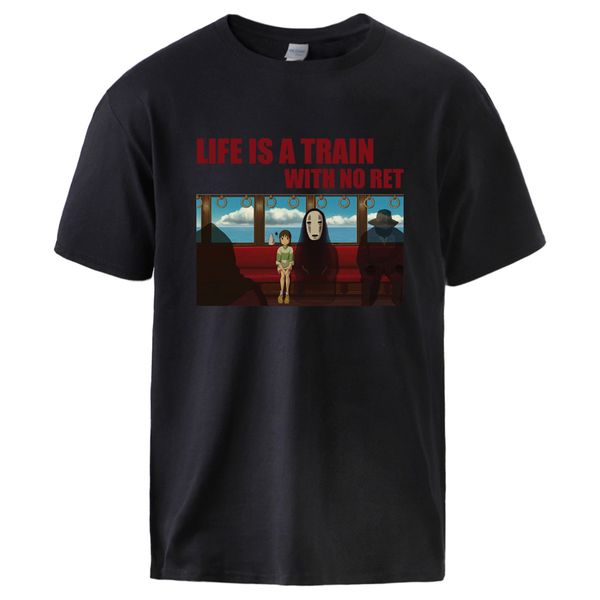 

no face and chihiro summer life is a train with no ret cool fashion short sleeve tee hooded sweatshirt hoodie men t shirt