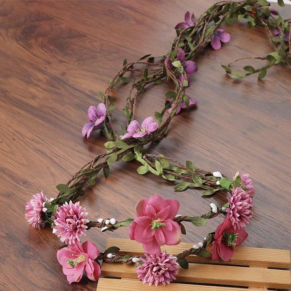 

haimeikang bohemian wreath hair band flower crown women rattan simulation flower headband wrist headwear hair acc jllrct