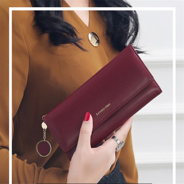 

new fashion women wallets long style multi-functional wallet purse fresh pu leather female clutch card holder
