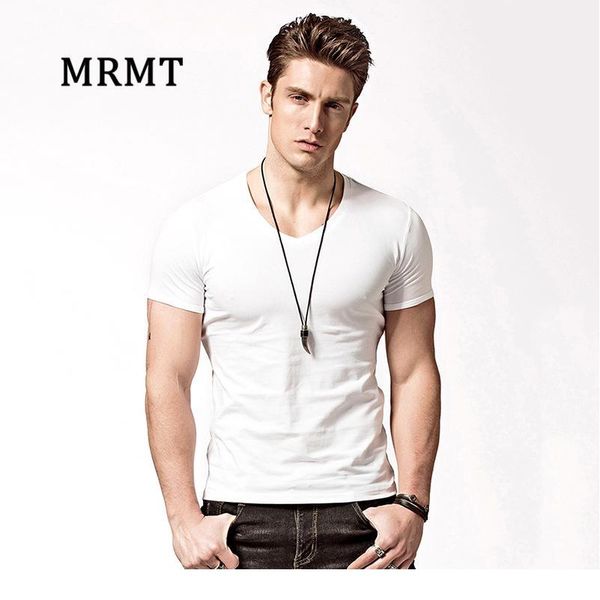 

new men lycra cotton short sleeve t-shirt movement thin kind of pure color v-neck leisure men's short sleeve qylsdl, White;black