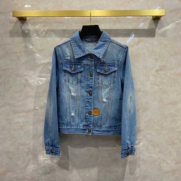 

co branded denim jacket men's and women's identical ins net red korean version hole artificial embroidery picture duck jacket wome, Black;brown