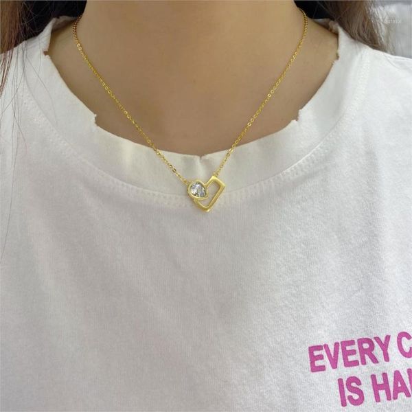 

2020 new zircon pendants necklace for women crystal heart gold sliver color long necklaces fashion jewelry christmas gift1, Silver