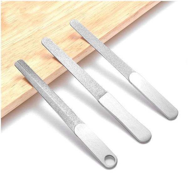

1pcs stainless steel nail art file rod double sides buffer grinding finger cuticle remover polish gel manicure pedicu qyleee