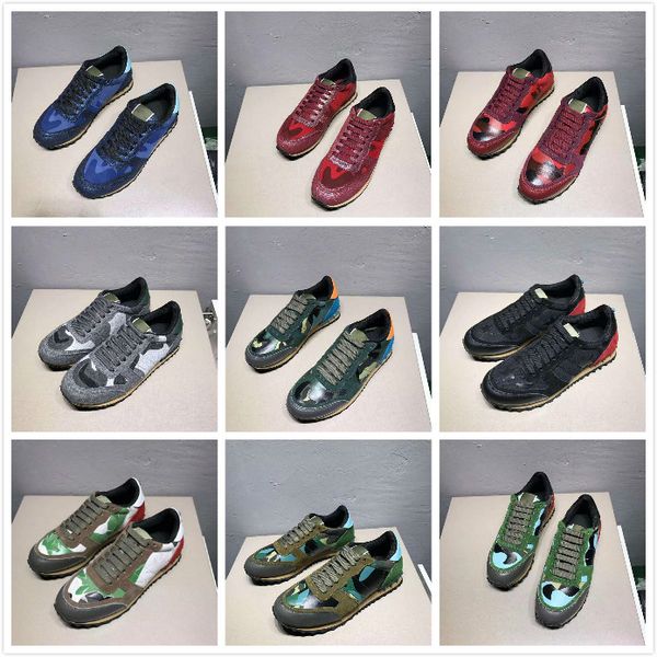 

shoes[original box] fashion stud camouflage sneakers shoes footwear men women flats luxury designer rockrunner trainers casual shoes