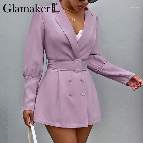 

glamaker v neck belt office ladies blazer elegant autumn bodycon thin coat jacket party club slim nolining chic blazer1, White;black