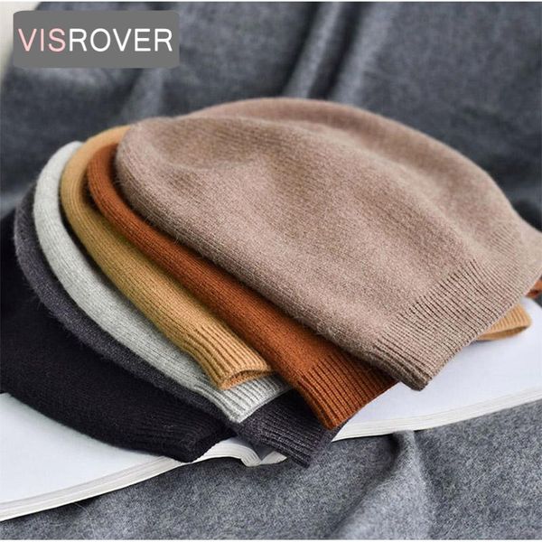 

beanie/skull caps visrover 6 colors unautumn winter solid color real cashmere beanies matched man woman warm skullies, Blue;gray