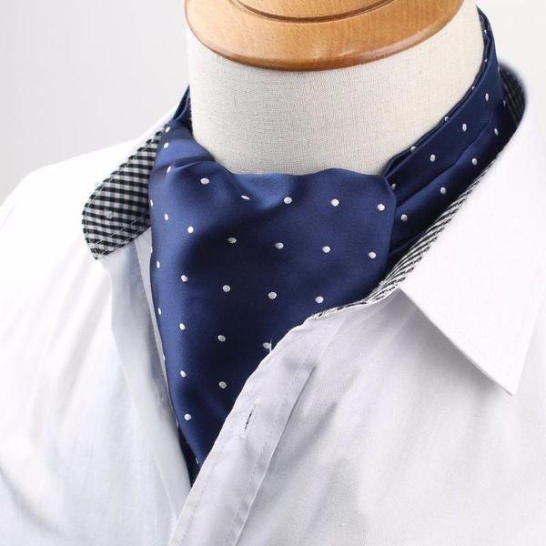 Boyun Kravatları Yüksek Miktar Erkek Vintage Kravat Resmi Kravat Ascot Ezme Kendinden İngiliz Nokta Beyefendi Polyester İpek Tie1