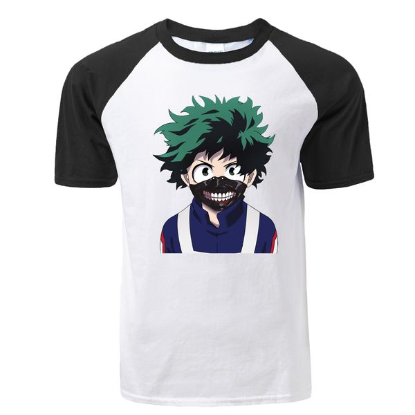 

japanese cartoon my hero academia funny anime summer short sleeve hip hop academia streetwear hooded sweatshirt hoodie men t shirt