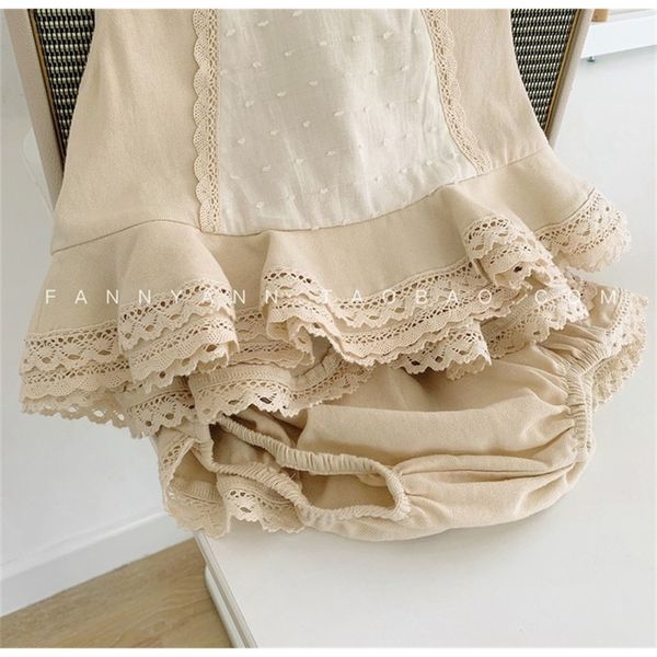 

clothing set baby lace princess kids girls outfits sleeveless shirt + shorts 2pcs toddler girl clothes y200803, White