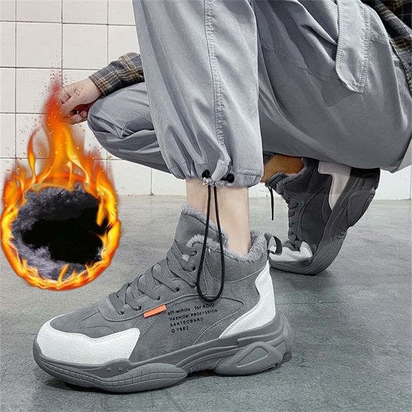 

new velvet warm thick-soled cotton shoes high-men's sports shoes autumn fashion casual all-match street dance shoes