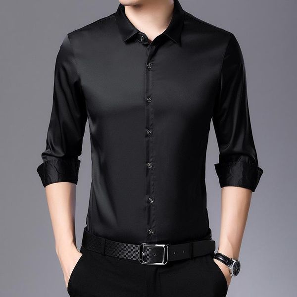 

men's casual shirts 2021 spring shirt business men solid color long-sleeved professional wear tooling slim, White;black