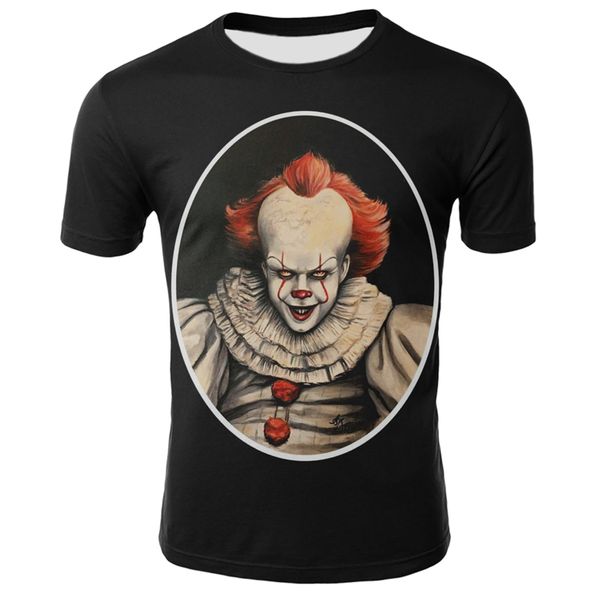 

american horror movie summer new clown print pattern clown 3d print shirts horror comics plus size men clothing