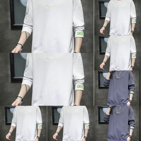 

2020 новая имитация хлопка потерять свитер autumn мужского длинного рукава свитера корейских моды осень одежды дно рубашки мужской одежду pv, Black