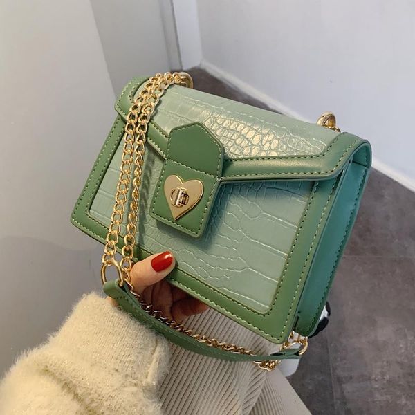 

designer women casual solid flap classic leather wild shoulder bag messenger bag vintage crocodile pattern handbags