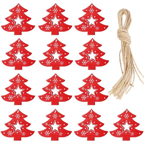 

10pcs wooden christmas tree hollow out star hole rope hanging pendant home decor great decoration for home and party jllcez yy_dhhome
