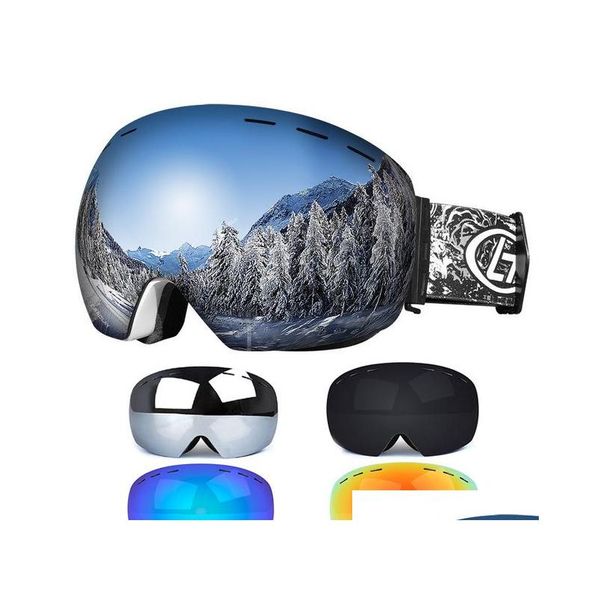 

men women winter snow sports ski goggles snowboard goggles with anti-fog uv 400 protections double lens skating mask glasses