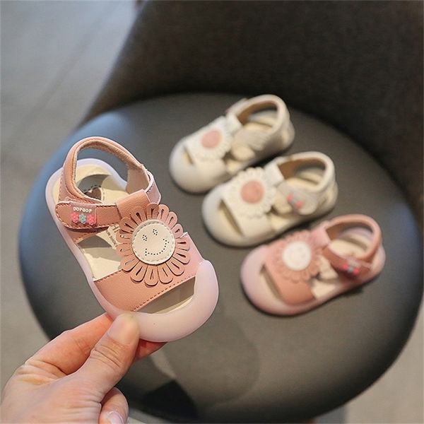 

summer baby girls infant toddler sandal soft bottom non-slip kids anti-collision sandals flowers children casual shoes y201028, Black;red