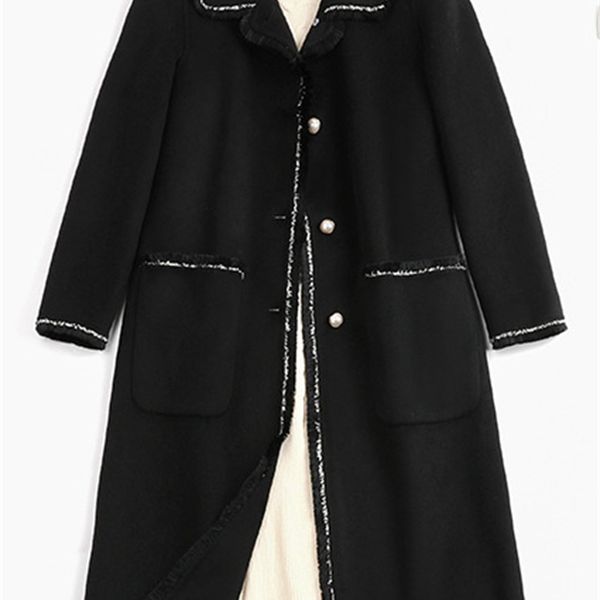 

2021 new the latest style black woolen jacket big classic stylish fass of long sleeve women's clothes axlm, Black;brown