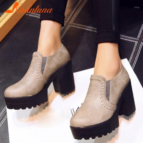 

dress shoes karin 2021 arrivals plus size 46 square high heels slip on office lady pumps female platform concise woman shoes1, Black
